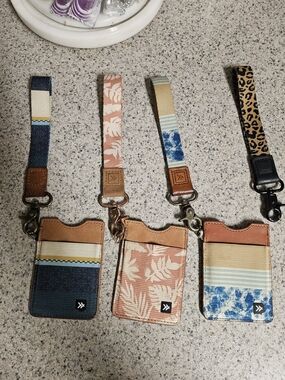 Thread Wallets Patterned Card Lanyard Wallets in Blue, Coral, Tan & Leopard